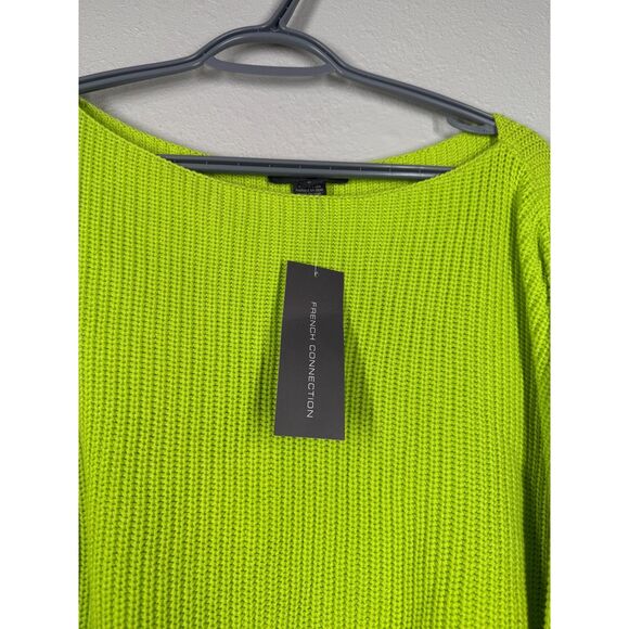 NWT French Connection Womens Neon Green Sweater Sz S Oversized Boxy Gorpcore - Picture 7 of 9